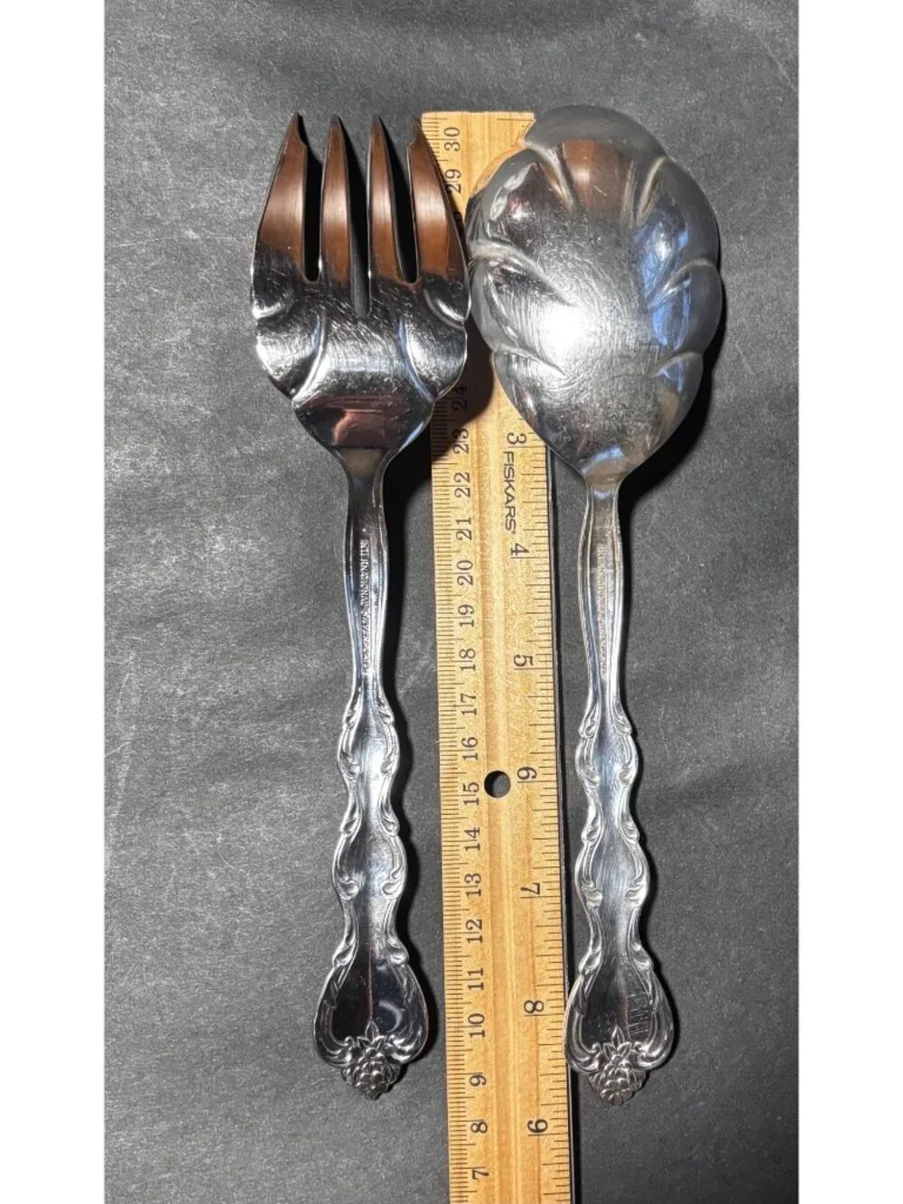 International Silverplate Interlude Pattern Serving Fork & Spoon Set Vintage 70s